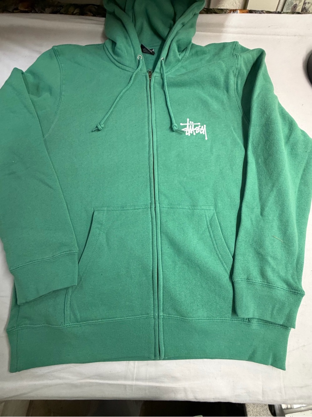 Adult Stussy Green Zip-Up Hoodie